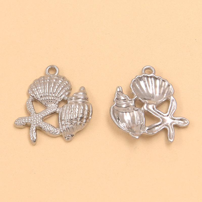 7 Styles Marine Life Charms: Stainless Steel Crab, Shark, Turtle, Seashell Pendants 1 piece
