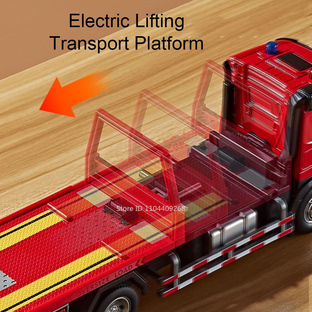 1:24 Electric Trailer Flatbed Truck Sanitation Garbage Car Model Toy Light Music Engineering Vehicle Models Kids Best Presents