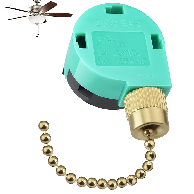 Ceiling Fan Switch ZE-268S6 3 Speed 4 Wire, Switch Control Replacement for Ceiling Fans, Hampton Bay Fans, Hunter Fans, and Standing Fans, Wall Lamps