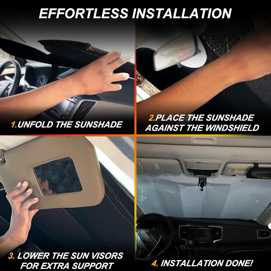 Windshield Sun Shade Compatible with Honda Odyssey 2018-2025 Foldable Front Windshield Sunshade Protector, Block UV Rays Keep Your Car Cooler