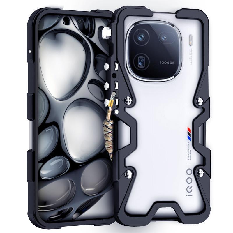 For vivo iQOO 12 Pro 5G Case Aluminium Alloy Slim Phone Cover with Strap
