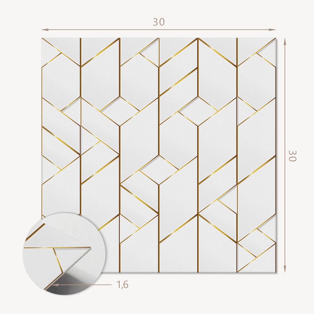 Self-Adhesive Patterned Vinyl Tile Set for Bedroom Geometric Line Pattern 9x30x30 cm