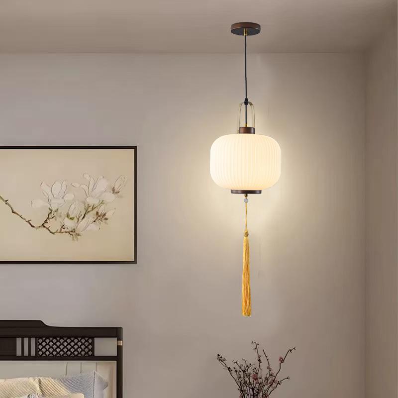 Modern Asian-Inspired Striped Glass Pendant Light for Restaurants and Bars