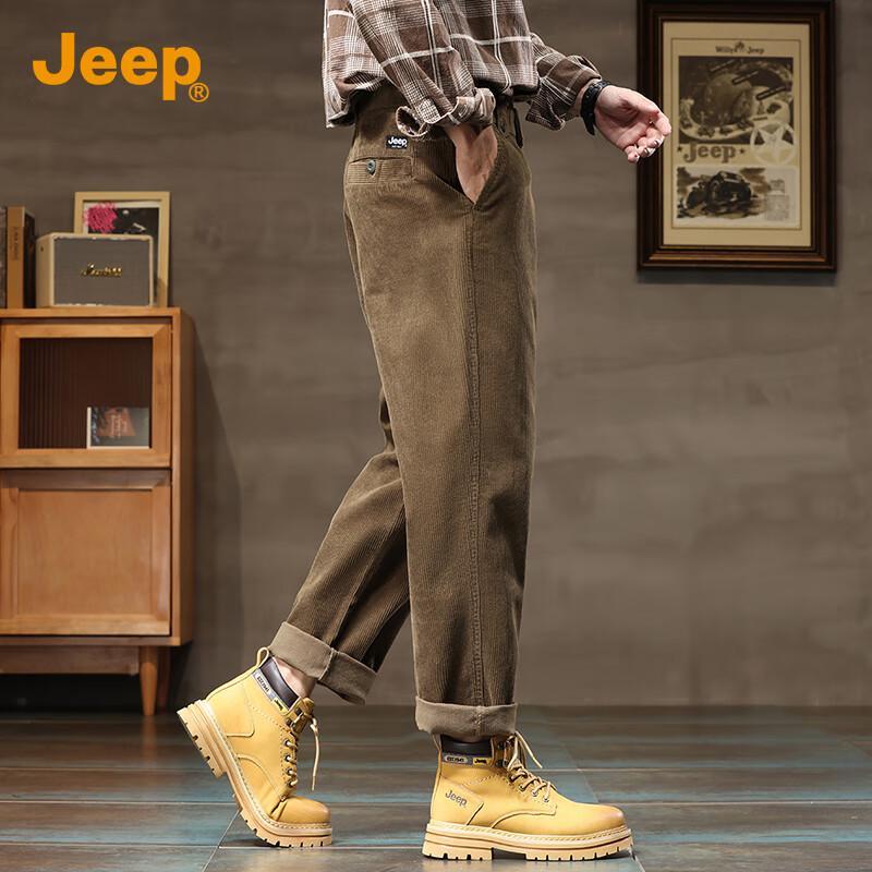 Jeep Men's Loose Fit Corduroy Straight Leg Pants