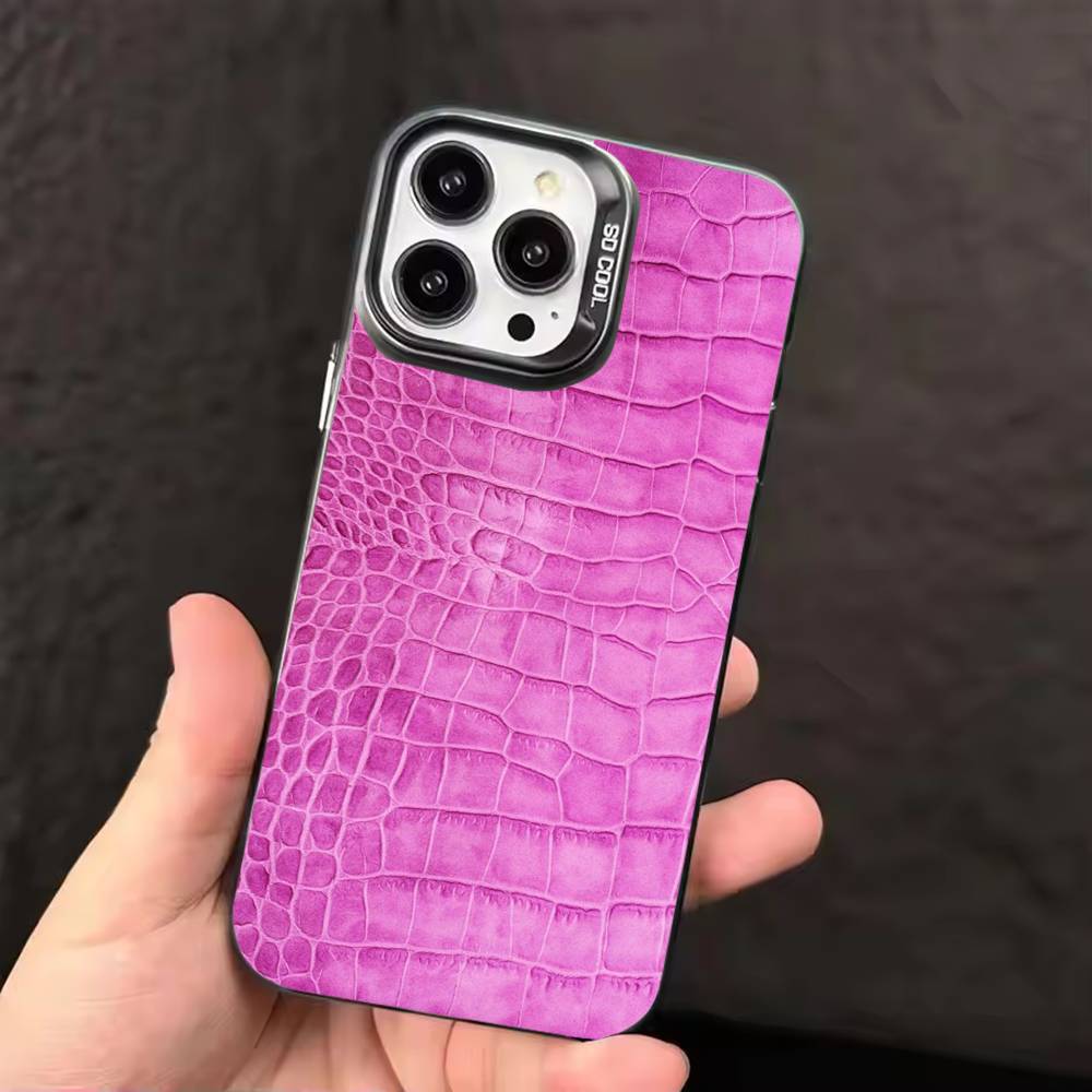 C-Krokodilmuster Druck Handyhülle Für iPhone 17,16,15,14,13,12,11,Pro Max,Plus Candy Silber Hülle