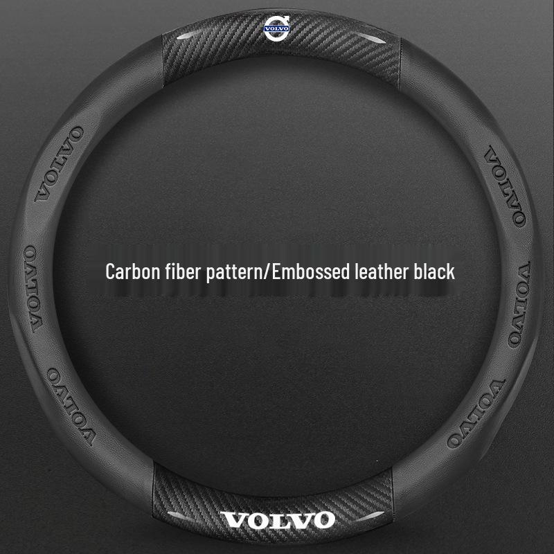 Volvo XC60/S90/S60 Steering Wheel Cover - No-Sew Suede Carbon Fiber; Fits XC40/XC90 Models.