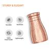 Copper Water Bottle  Bedside Bottle with Glass  Hammered Finish 1000 Ml