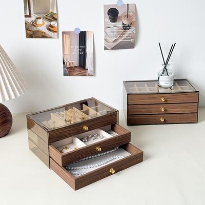 Chinese Walnut Jewelry Box Desktop Retro Jewelry Storage Box Household Doge Jewelry Box Earrings Necklace Jewelry