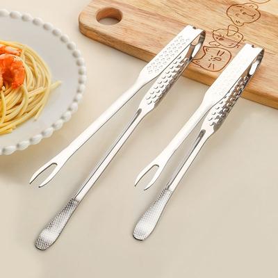 1 pièce Pince à Barbecue Manche Fraise Fourchette Pince Acier Inoxydable Cuisine Coréenne Nourriture Steak Pince à Barbecue Étendue