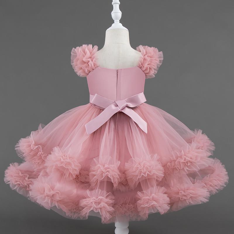 Baby Dress 0-5 Years Old Birthday Party Wedding Sleeveless Mesh Fluffy Cute Girl Princess Dress