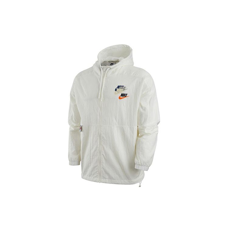 Men s Nike Alphabet Logo Printing Woven Hooded Long Sleeves Jacket Autumn White DV3313-133 M