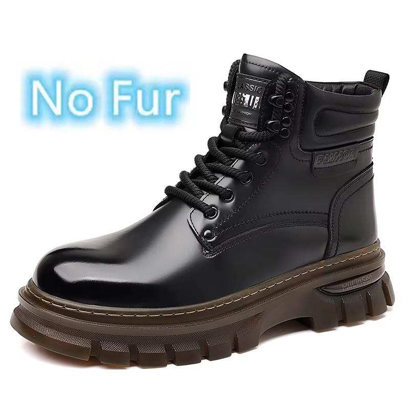 Fashion Lace-Up Walking Botas 2024 New Men's Leather High Top Sneakers Fashion Man Winter Basic Boots Non-Slip Outdoor Motocross Boots