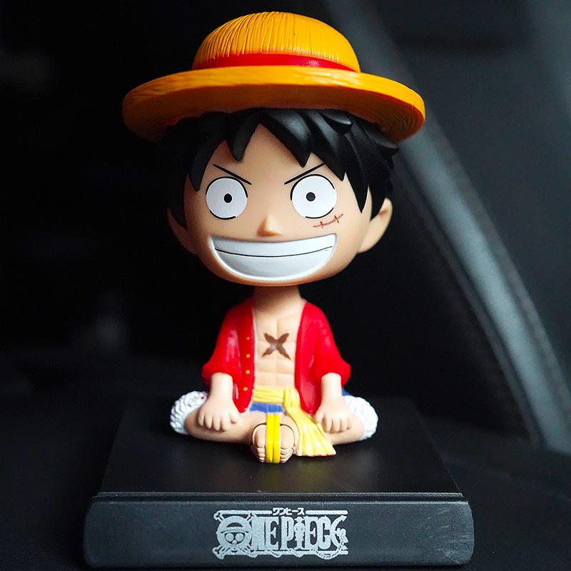 One Piece Luffy Zoro Chopper Car Doll Shaking Head Auto Interior Kawaii Tabletop Ornament Bobble Head Kids Toys Gift