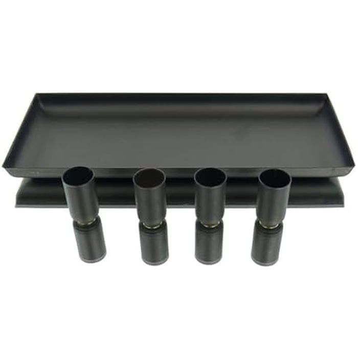 Plateau décoratif - KAEMINGK - Noir - 4 bougeoirs magnétiques - Métal - 12 x 29 cm