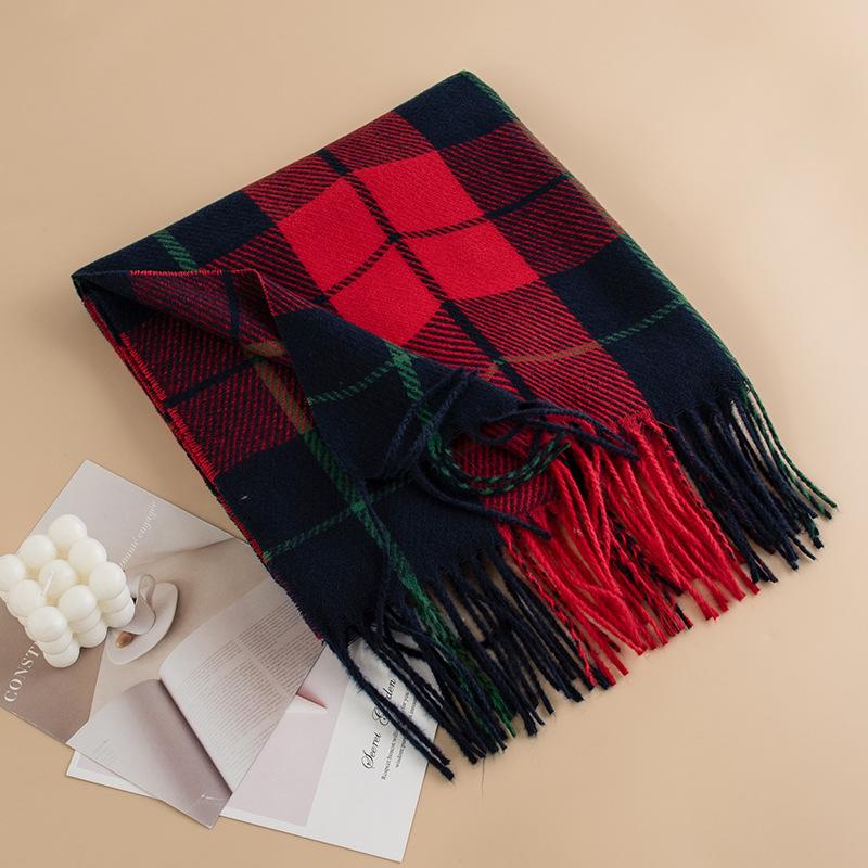 New Plaid Scarf Women's Autumn and Winter Retro Thickened British Style Shawl High End Atmosphere Warm Scarf