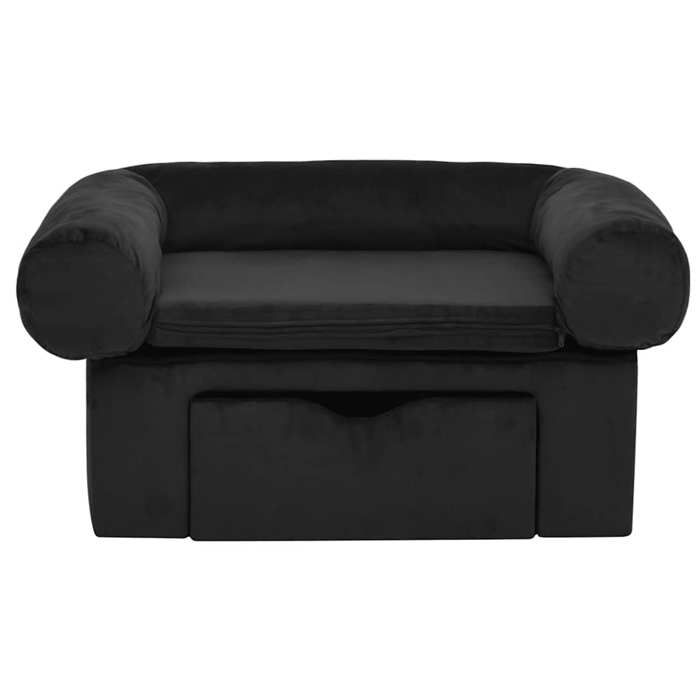 VidaXL Canapé pour Chien avec Tiroir Noir 75x50x38 cm Peluche Sofa Animaux 171078