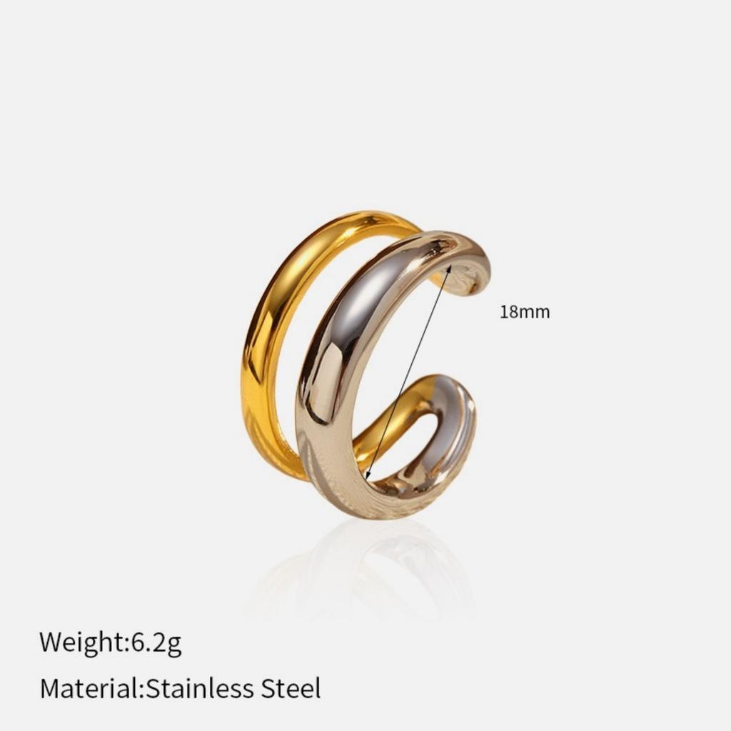 1 Piece Stylish Exquisite 304 Stainless Steel Open 18K Gold Plated Silver Plated Two Tone Rings For Women Gift Europe America