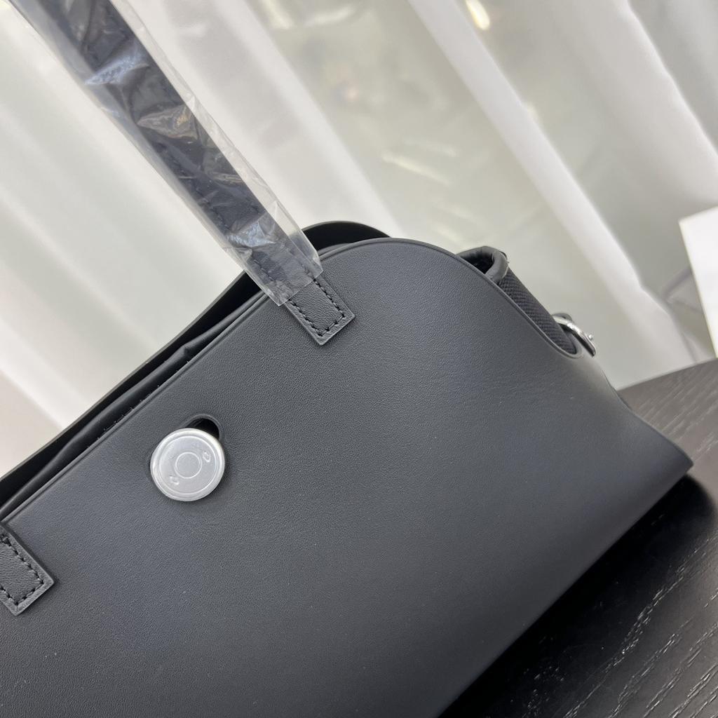 New First-layer Cowhide Splicing Canvas Tote Bag Shell Bag Retro Underarm Bag Shoulder Handbag Women
