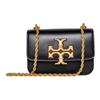 Eleanor 3D Latón Icónico Doble T Logo Correa de Cadena Metálica Ajustable Cuero Pequeño Cuadrado Bolso Cruzado de Hombro Bolsos para Mujer Negro 73589-001