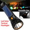 Led Solar Tactical Flashlight 1200mah Rechargeable Battery Waterproof Outdoor Camping Emergency