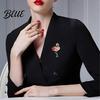 Women Brooch Flamingo Shape Rhinestone Decor Anti-slip Wear-resistant Suit Coat