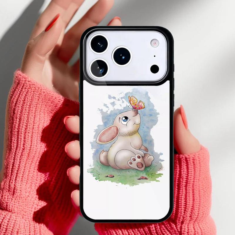 Bunny Rabbit Painting Design Phone Case for iPhone 17 16 15 14 13 Pro Max Back Cover for 12 11 Pro Coque