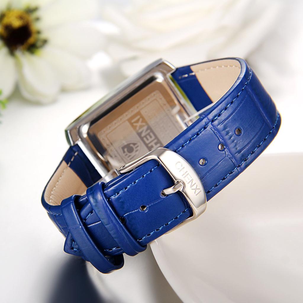 JewelryWe Men's Watch with Roman Alphabet Dial and Leather Band, Blue, for Commuting and School