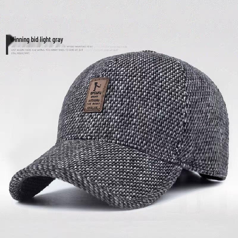 Men's Winter Wool Baseball Cap with Ear Protection for Middle-Aged/Elderly