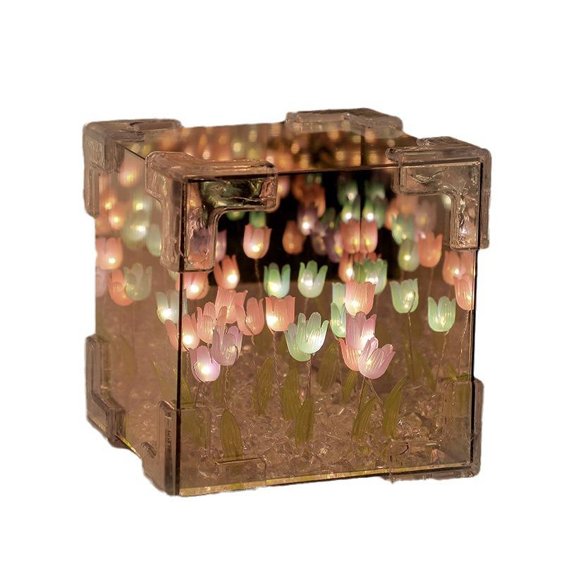 Lampe de Nuit Tulipe Cube Magique DIY Fait Main - Ornement Décoratif pour la Maison & Cadeau de Festival