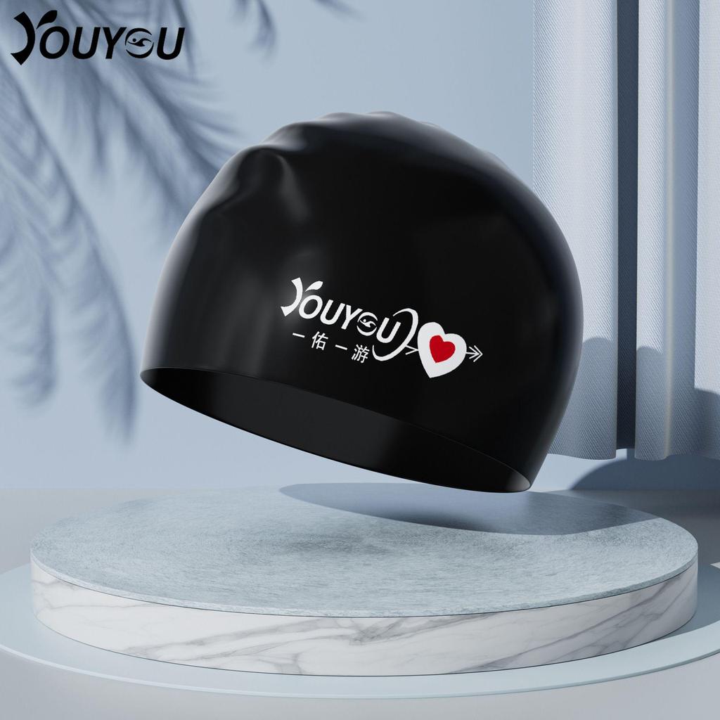 Waterproof Adult Swim Cap with Ear Protection for Long Hair - Unisex Silicone, Large Size