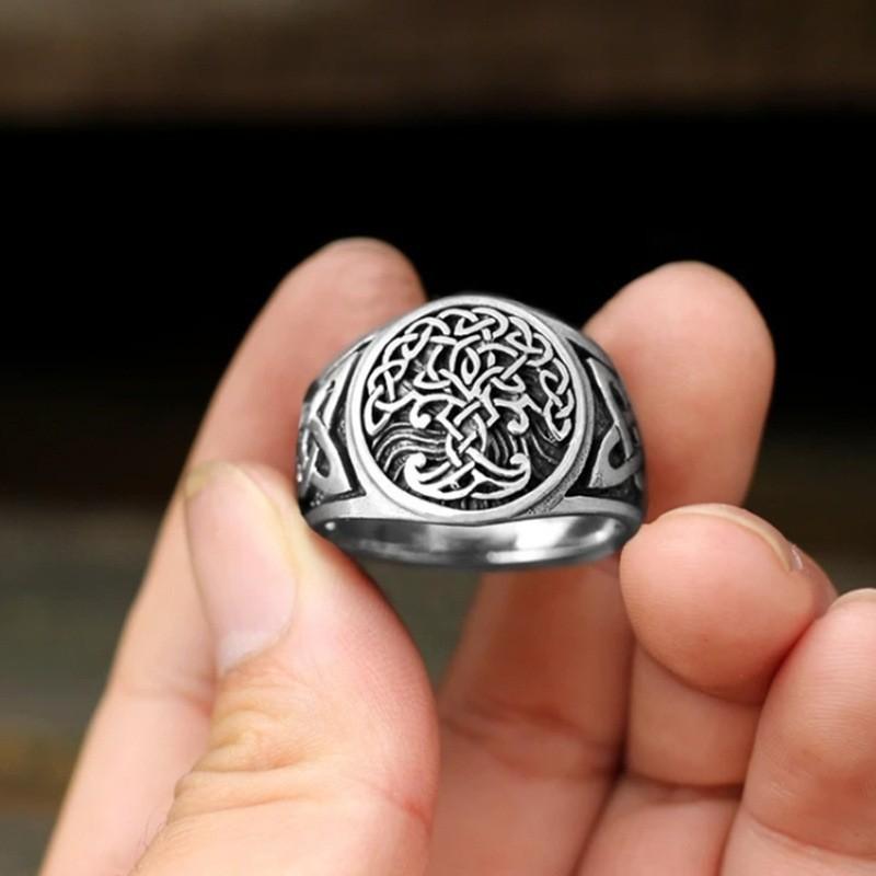 Viking Celtic Tree of Life Ring Men's Retro Hand Jewelry