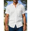 Sommer Neues Herren Kurzarmhemd Baumwolle Leinen Leicht Atmungsaktiv Gemütlich Lässig Reverskragen Schlichtes Stil Hemd