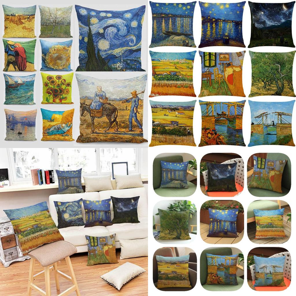 Moderne Künstlerische Ölmalerei Gedruckter Kissenbezug aus Baumwollleinen für Sofas und Autos