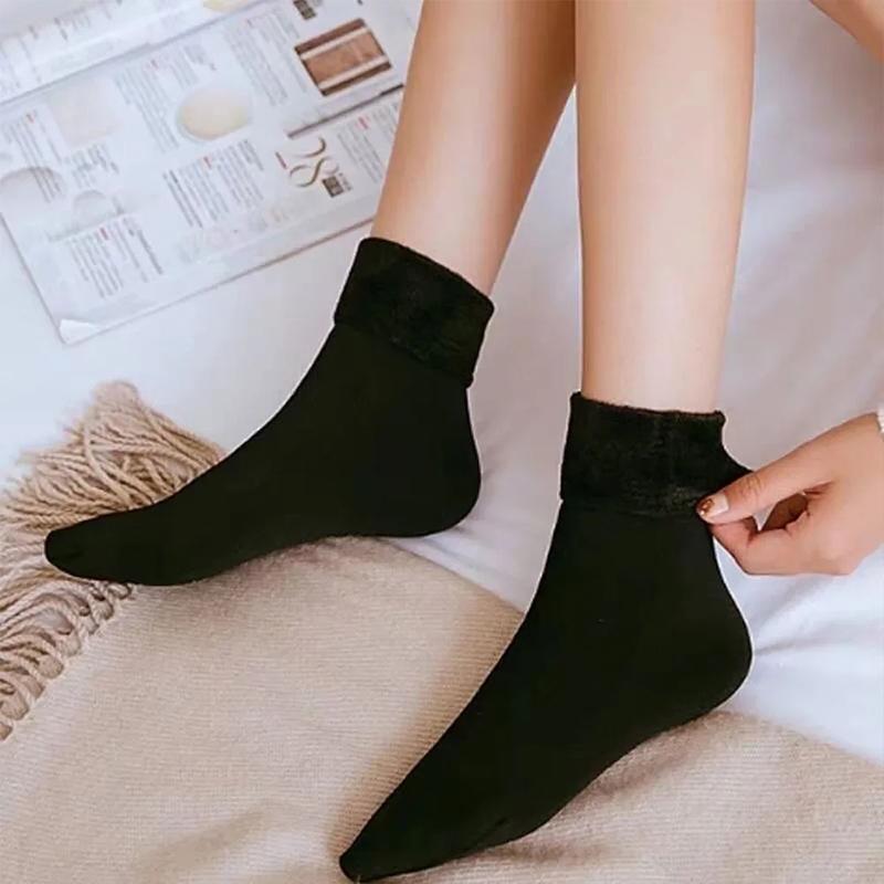 Thicken Thermal Socks Wool Cashmere Black Skin Seamless Snow Sock Velvet Unisex Socks Winter Warm Solid Women Socks