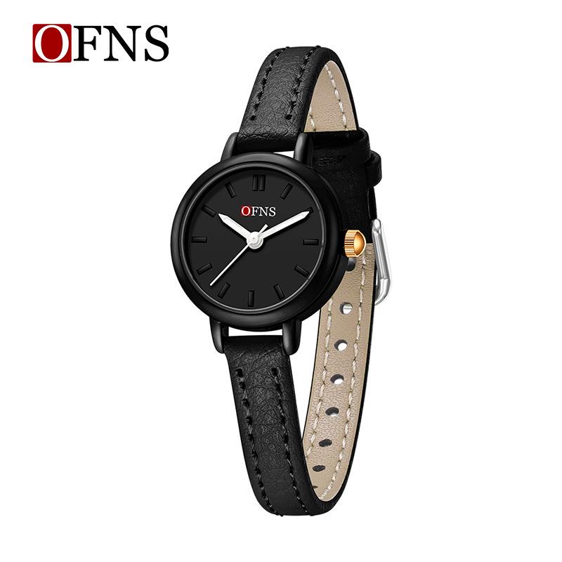 OFNS Mini Macaron Waterproof High School Student Watch with Leather Strap - Lightweight Children s Dial Watch