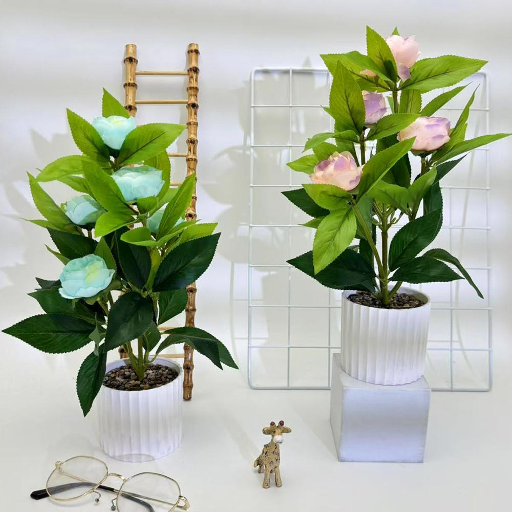 Flower Rose Artificial Flowerpot Green Plant For Wedding Party Prop Decoration