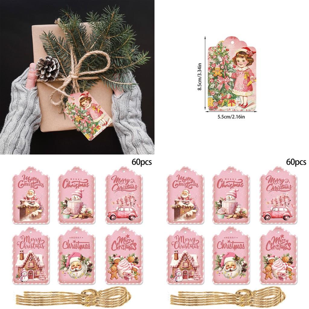 Christmas Vintage Paper Gift Tag Set With 60pcs For Holiday Party Decor