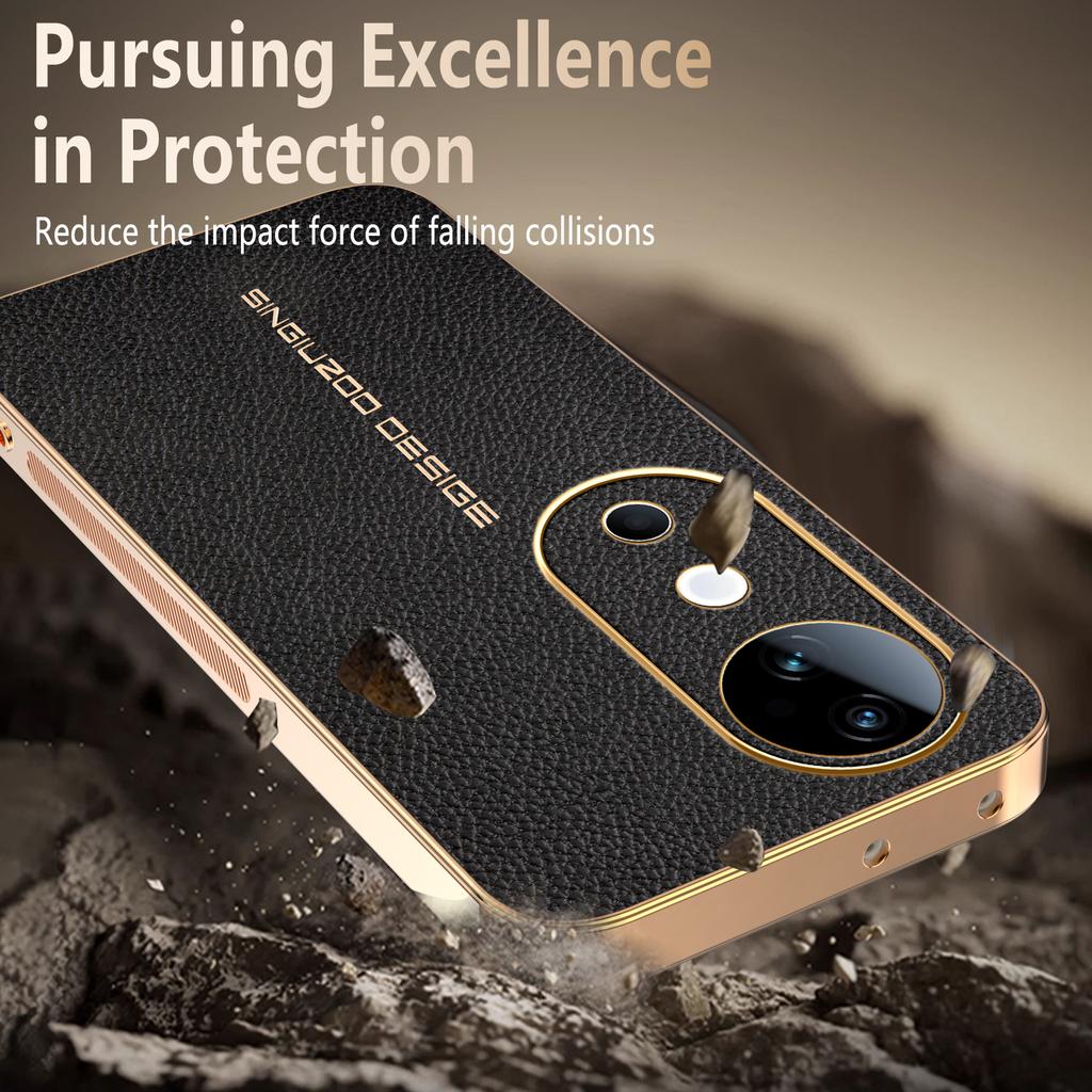 For VIVO S19 S19 Pro S18 S18Pro Premium Electroplated Lychee-textured Phone Case That’s Shockproof and Fingerprint-resistant