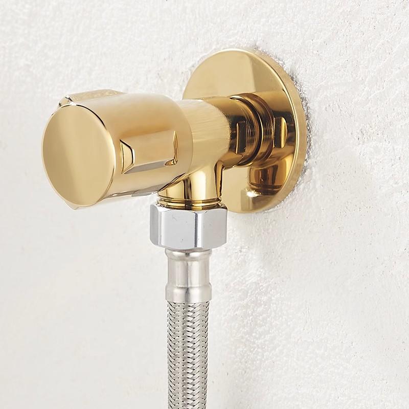 Gold Angle Valve Brass Wall Mount Angle Valve for Toilet Universal Stop Chrome Water Triangle Valve for Faucet and Toilet