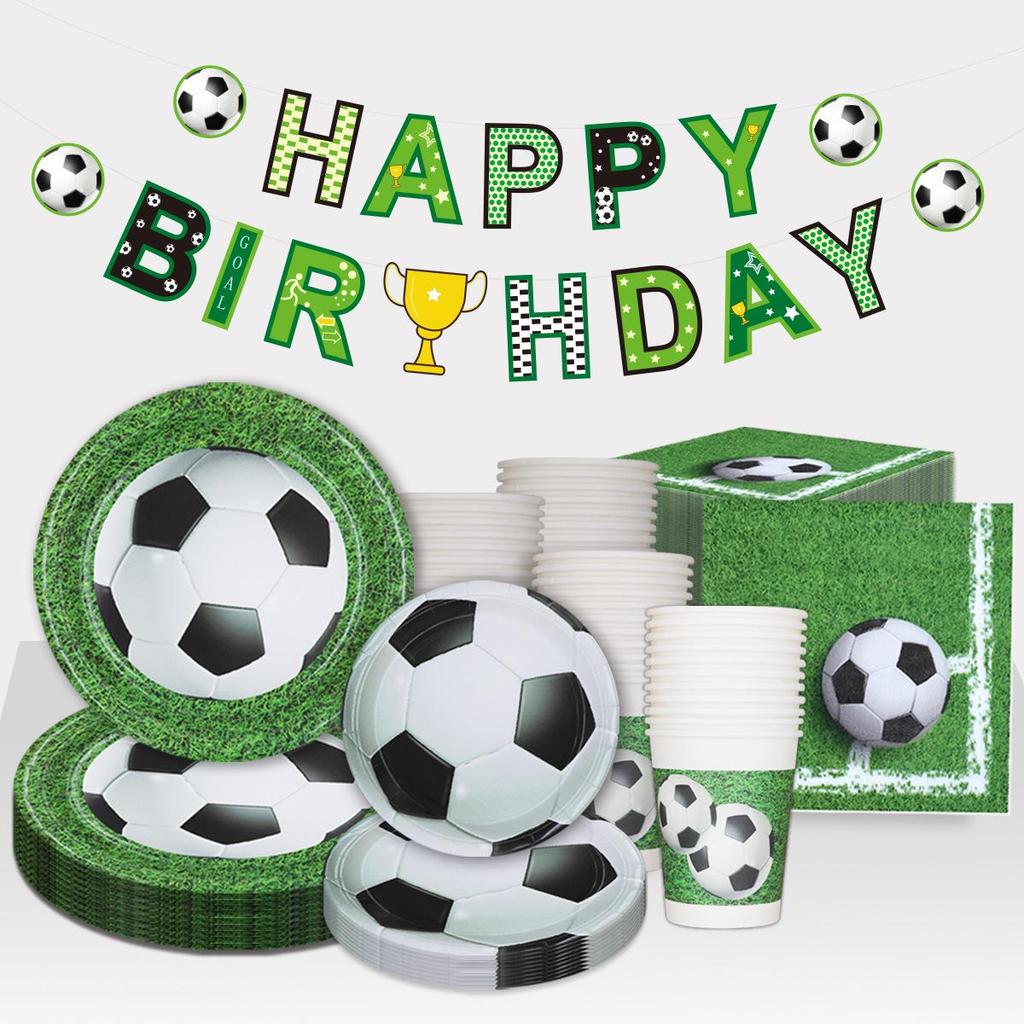 World Cup Kids' Party Supplies Set: Pull Flags, Paper Cups, Plates