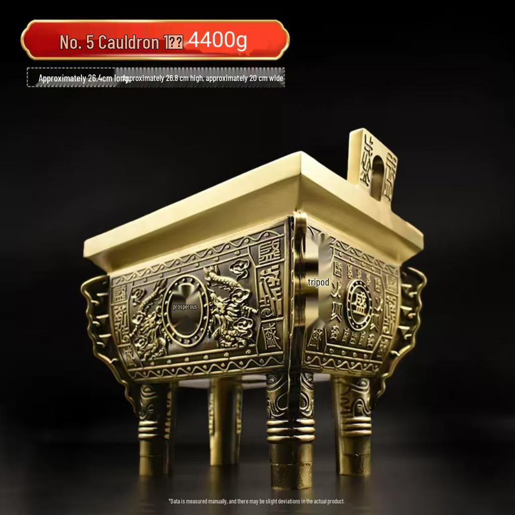 Brass and Copper Double Dragon Ding: Decorative Office & Home Ornament