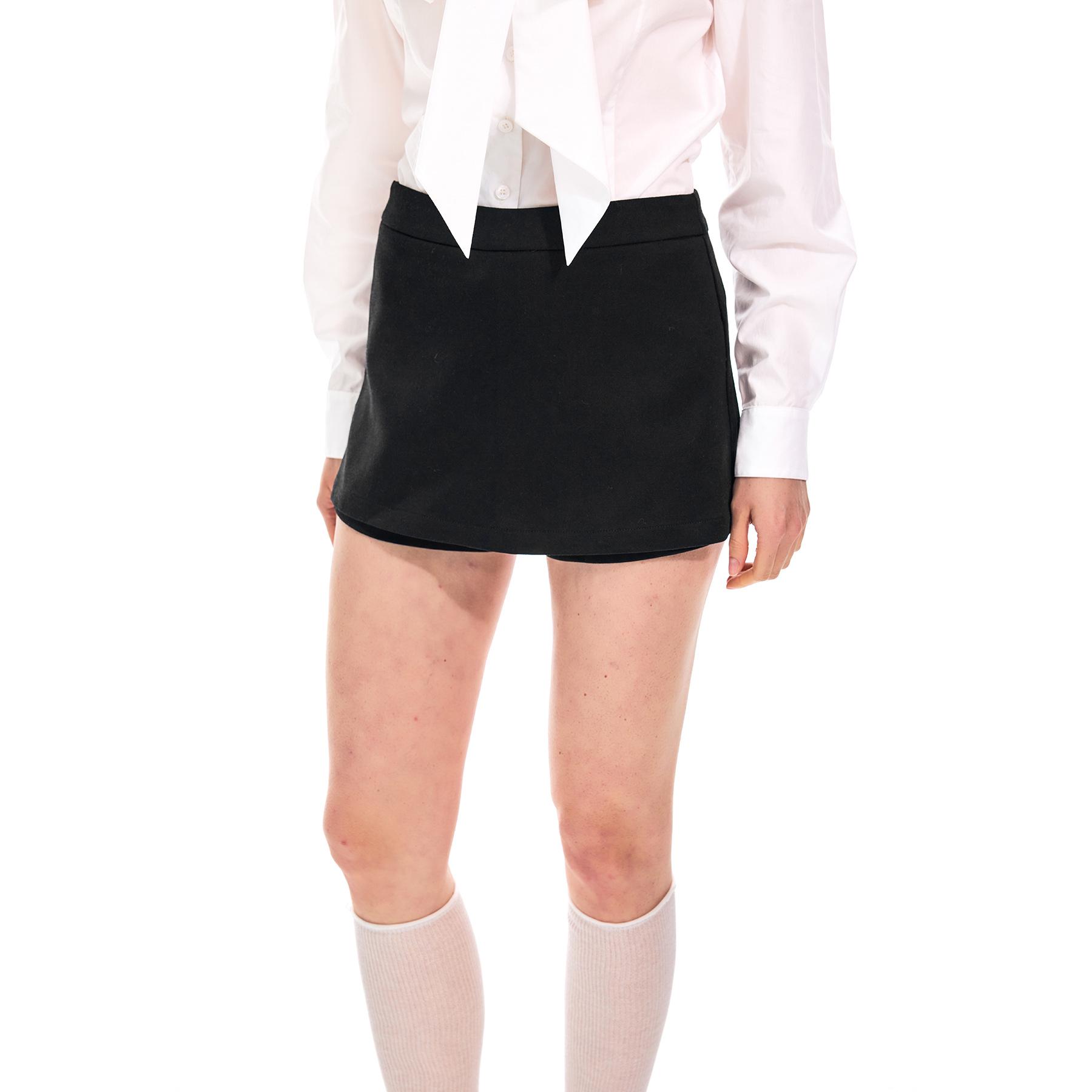 

2026 Early Spring Petite Black Skort: Leg-Lengthening, Comfortable, Casual Commuter Shorts for Women Large чёрный