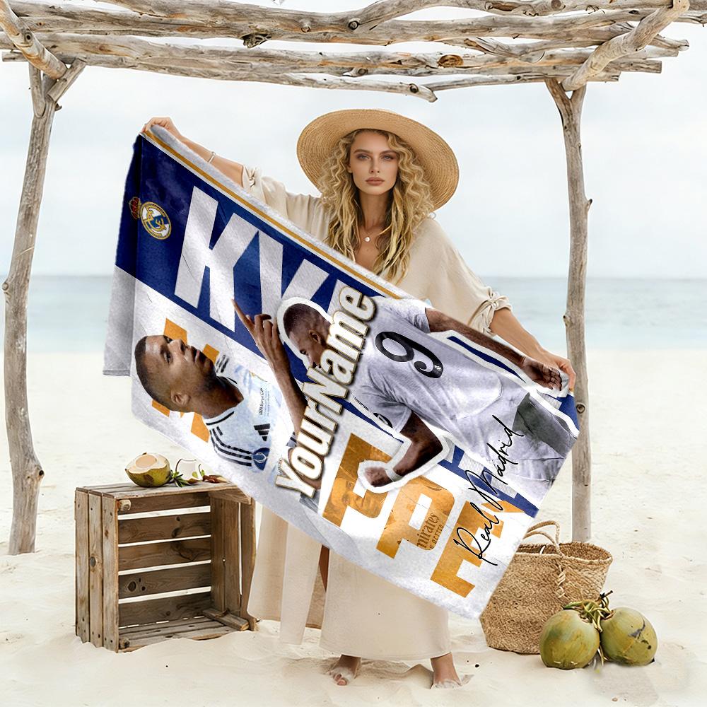 Mbappe Personalisierter Name Strandtuch Super Weich & Saugfähig Perfekt für Reisen Yoga Camping und Schwimmen