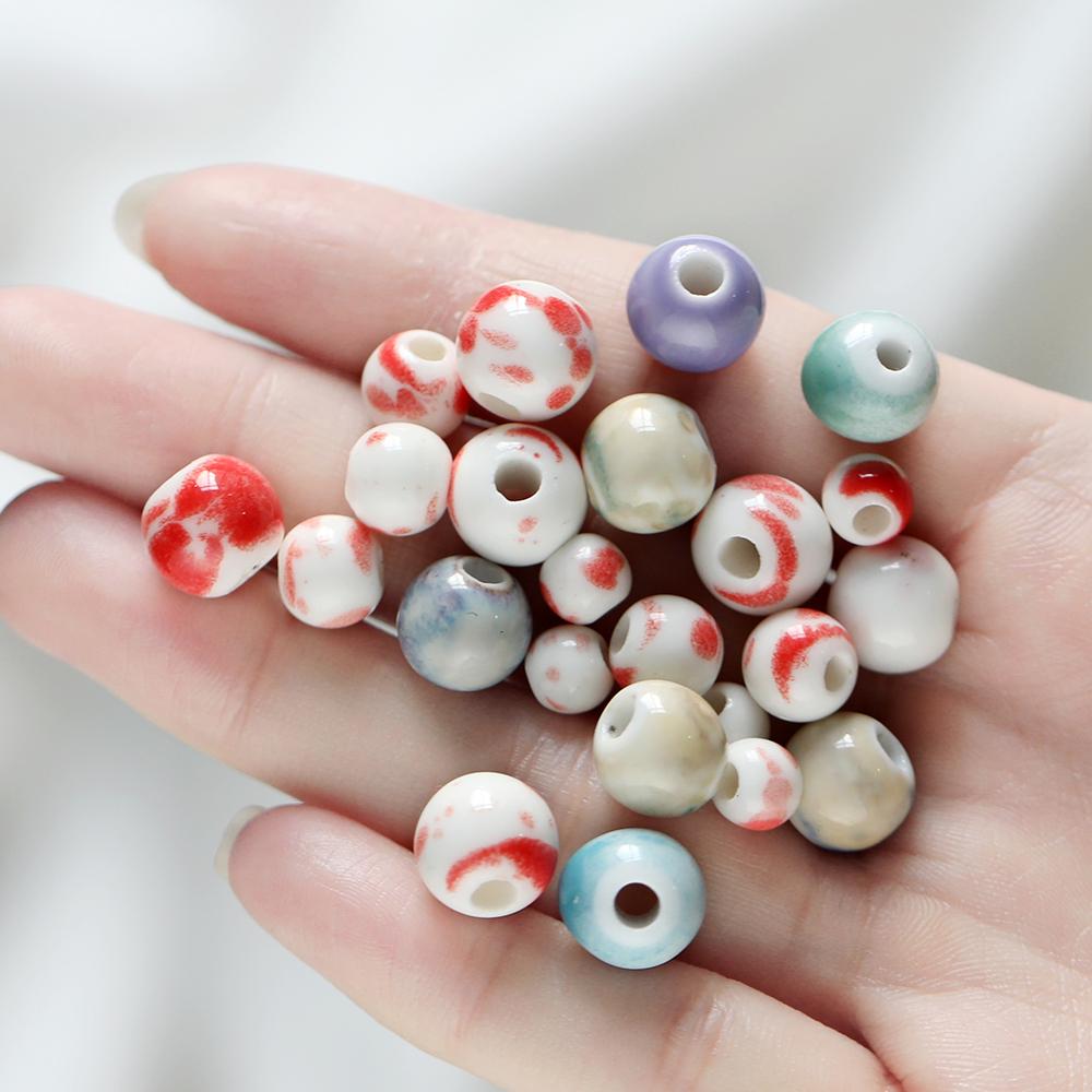 50pcs/Lot 6/8/10mm Classic Ceramic Beads Spacer Loose Round for Necklace Bracelet Earrings Jewelry Making Accessories