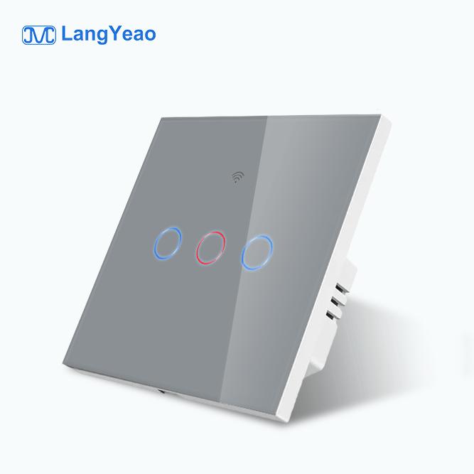 LangYeao EU UK 1/2/3/4 Gang Tuya WiFi Smart Switch Light Alexa Voice Control Touch Glass Wall Wireless No/With Neutral Wire