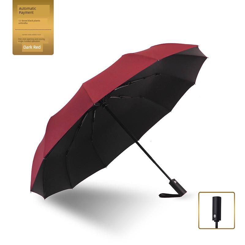 Ten-Bone 70% Off Fully Automatic Folding Umbrella for Men and Women, Business Black-Coated Sunshade Umbrella, Dual-Use for Sun and Rain, Promotional