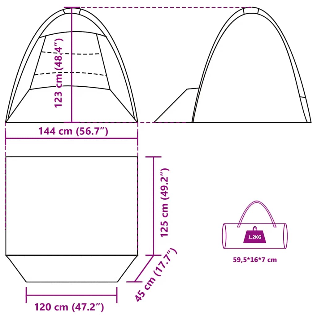 Beach Tent for 3 Persons Azure Blue Waterproof