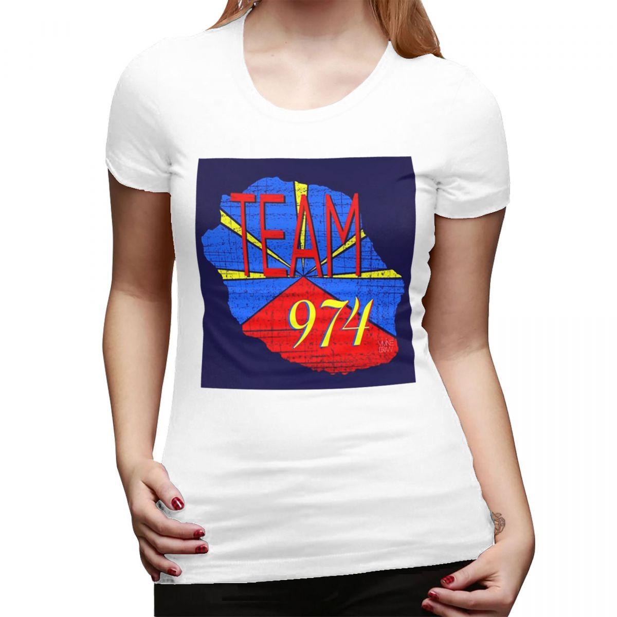 974 Reunion Island Logo TShirt for Women ONeck Streetwear T Shirts Womens Short Sleeve Summer Clothes Tops S
