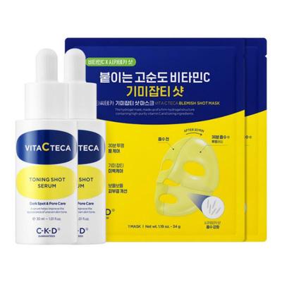 Vita-C Teca Dark Spot Care Toning Shot Serum 30ml × 2 + Vita-C Teca Mask (2 Sheets)