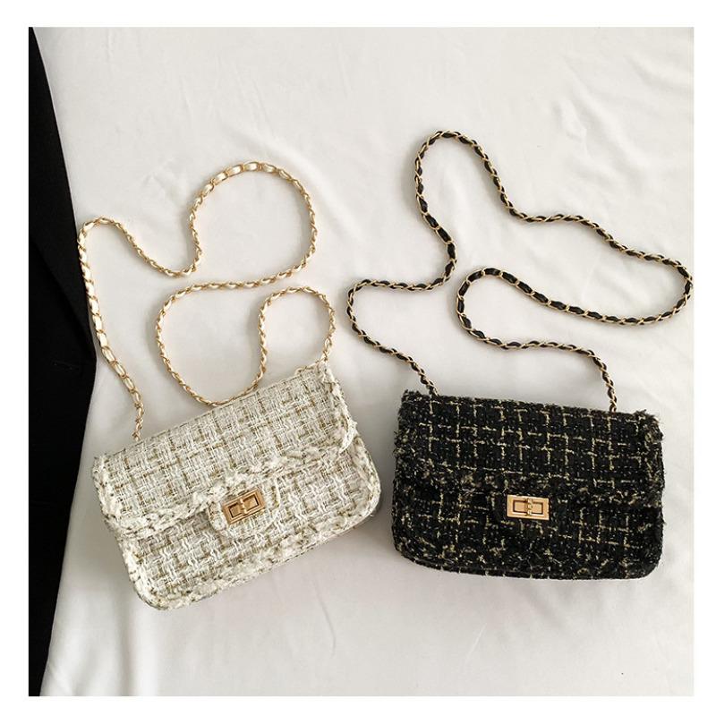Chic Woven Cotton Shoulder Bag Women Fashionable Single Strap Crossbody Tote Handbag